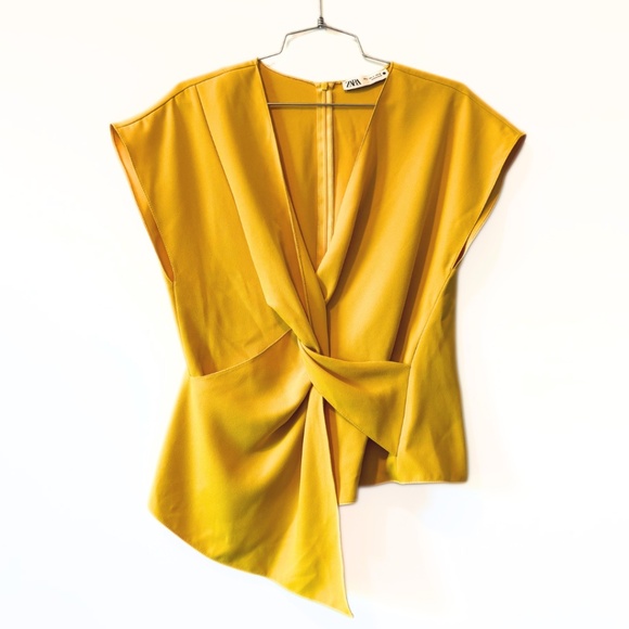 Zara Knot Front Top Yellow Size S - Picture 3 of 7
